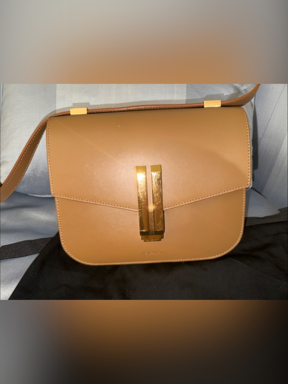 DeMellier Cognac Leather Crossbody with Gold Hardware - Picture 2 of 12